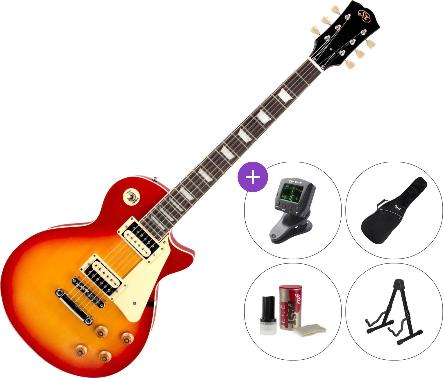 SX EC3 Honey Burst Elektrická gitara