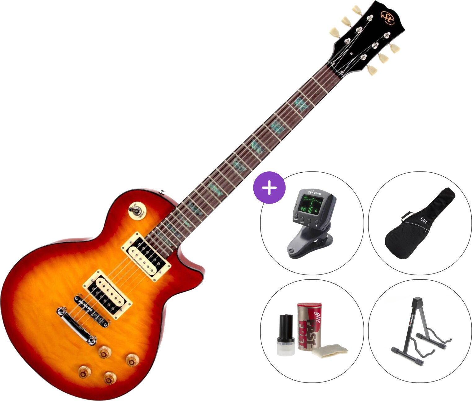 Guitarra eléctrica SX EC3D SET Cherry Sunburst Guitarra eléctrica
