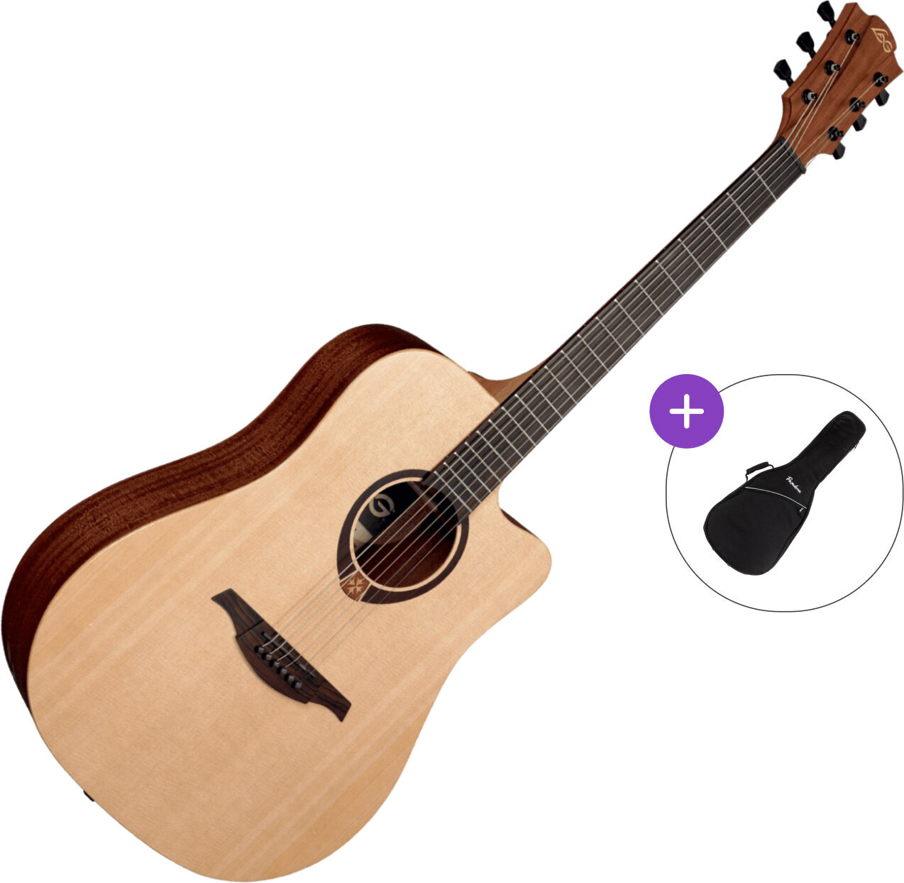 Guitarra dreadnought LAG T70DC SET Natural Satin Guitarra dreadnought