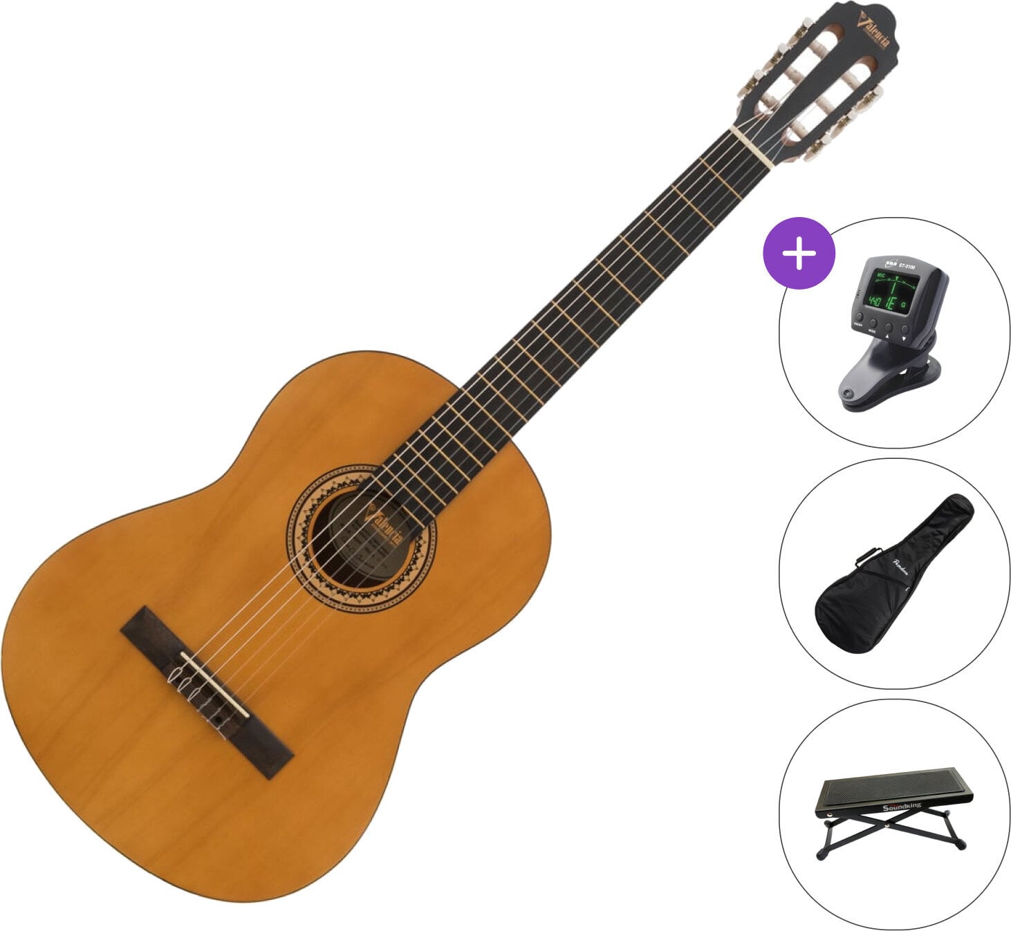 Klassisk guitar Valencia VC204 SET 2 4/4 Antique Natural Klassisk guitar
