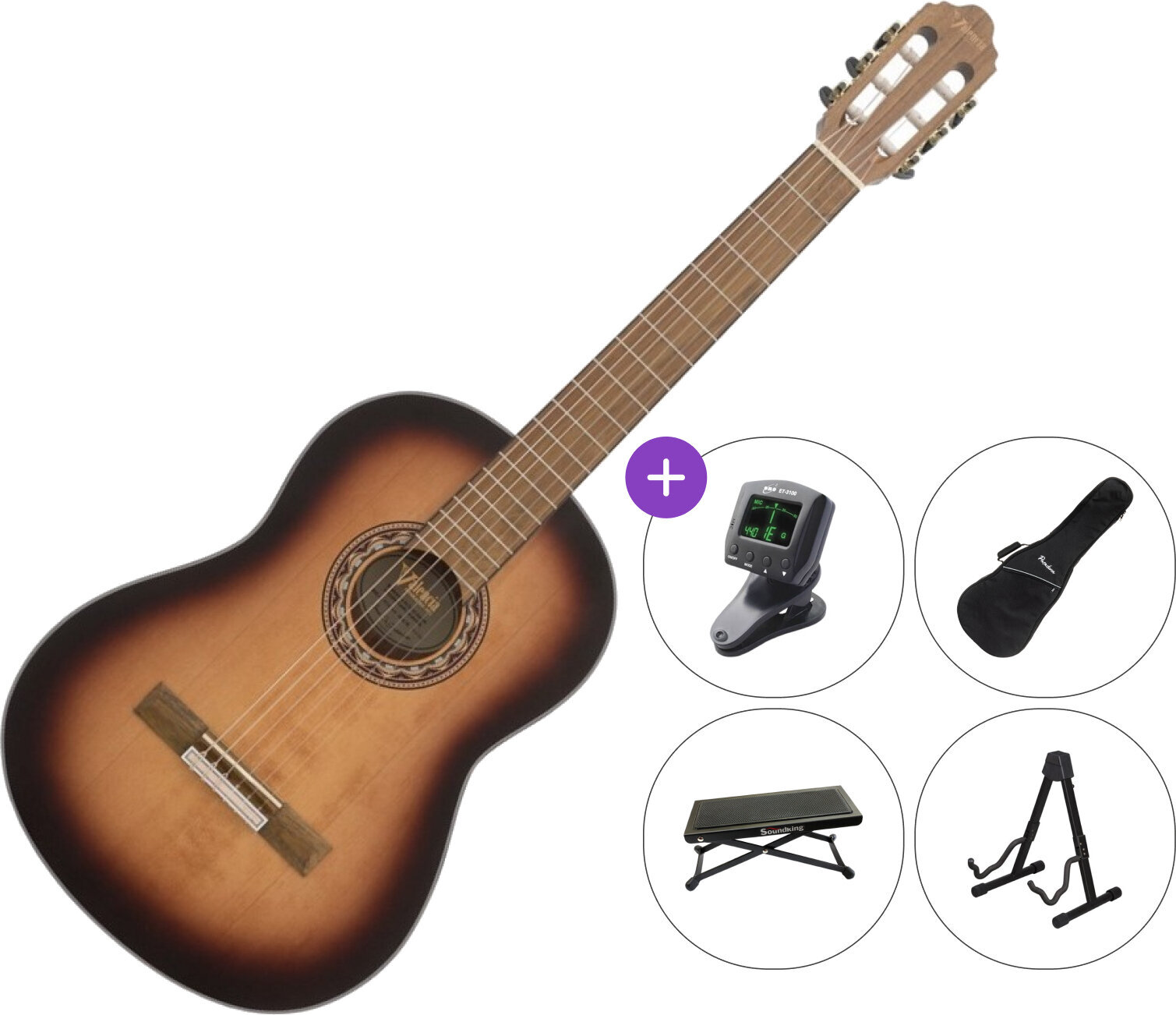 Konzertgitarre Valencia VC304 SET 4/4 Antique Sunburst Konzertgitarre
