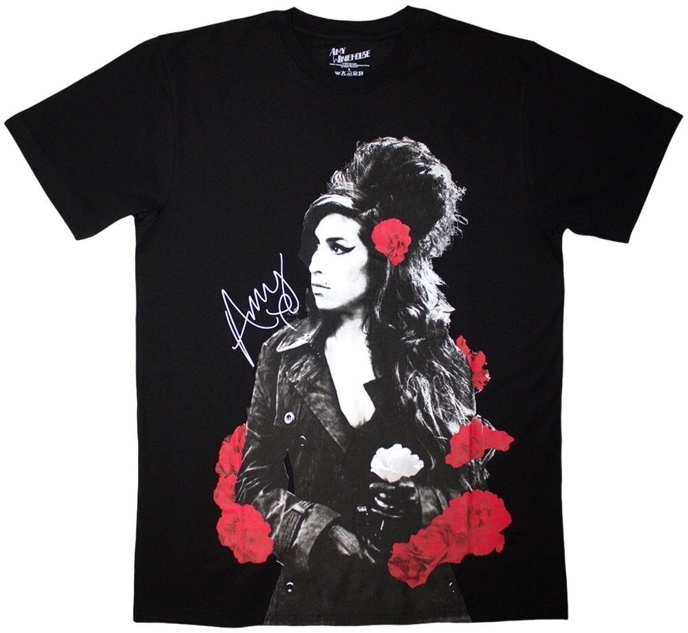 T-shirt Amy Winehouse Rose Portrait Black XL T-shirt