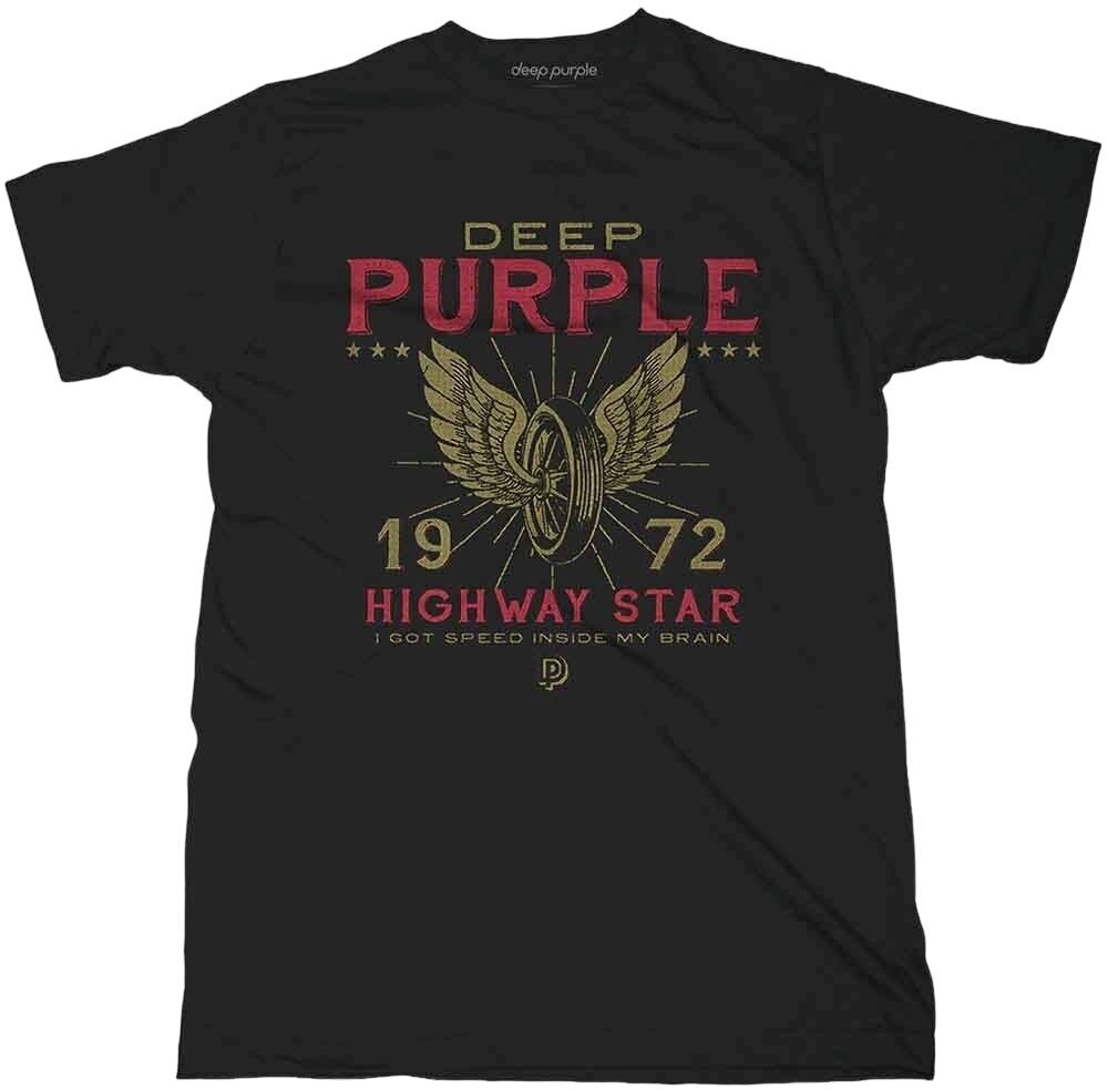 T-Shirt Homme Black Deep Purple Highway Star - 100% Coton Ample