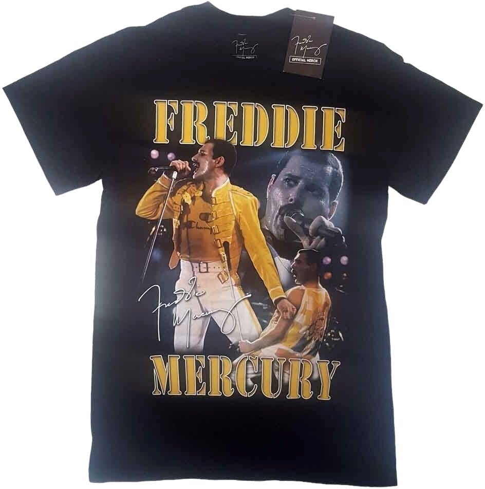 Freddie Mercury Tričko Live Homage Unisex Black XL