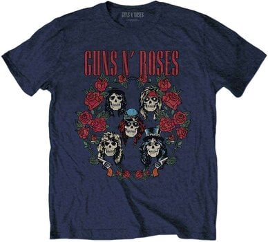 T-Shirt Guns N' Roses T-Shirt Skulls Wreath Unisex Navy Blue S - 1