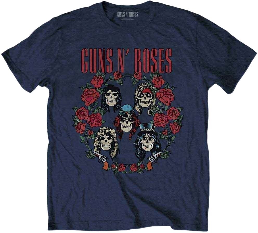 T-Shirt Guns N' Roses T-Shirt Skulls Wreath Unisex Navy Blue XL