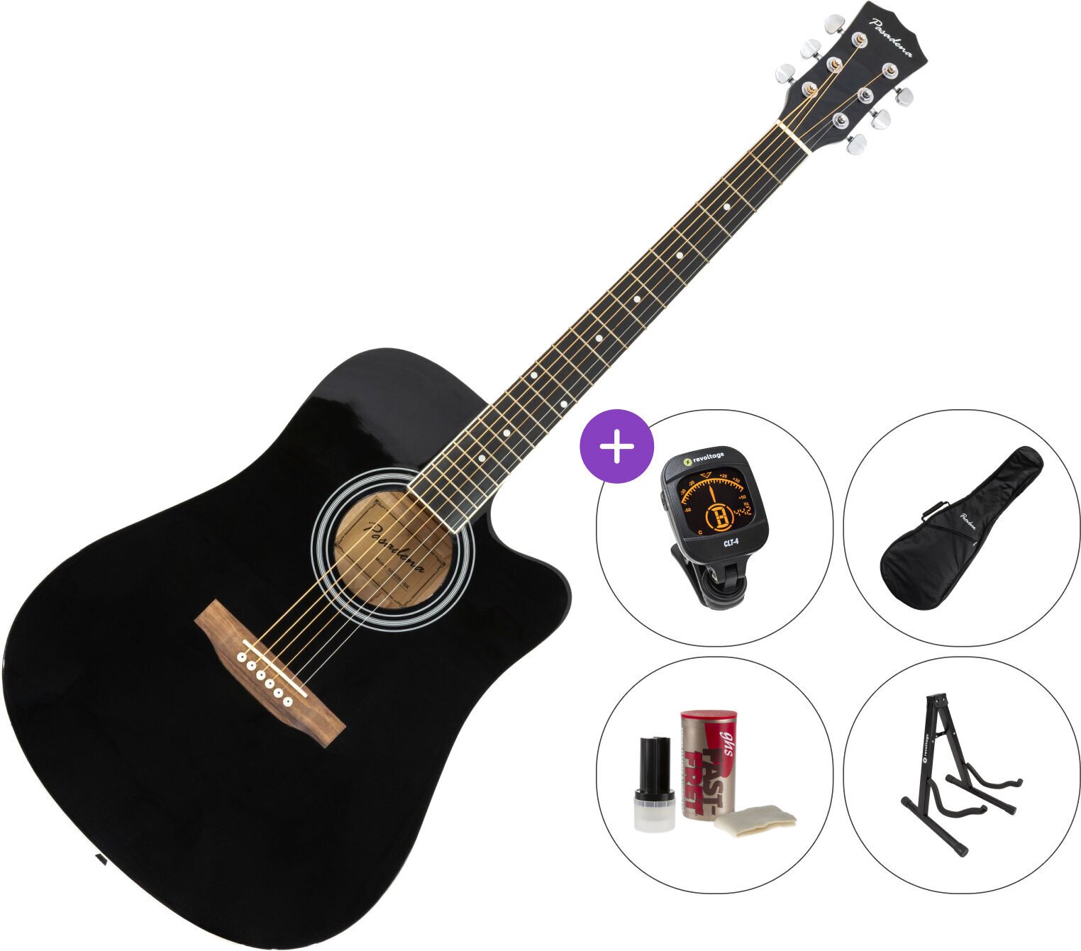 Akustická kytara Pasadena SG028C SET Black Akustická kytara