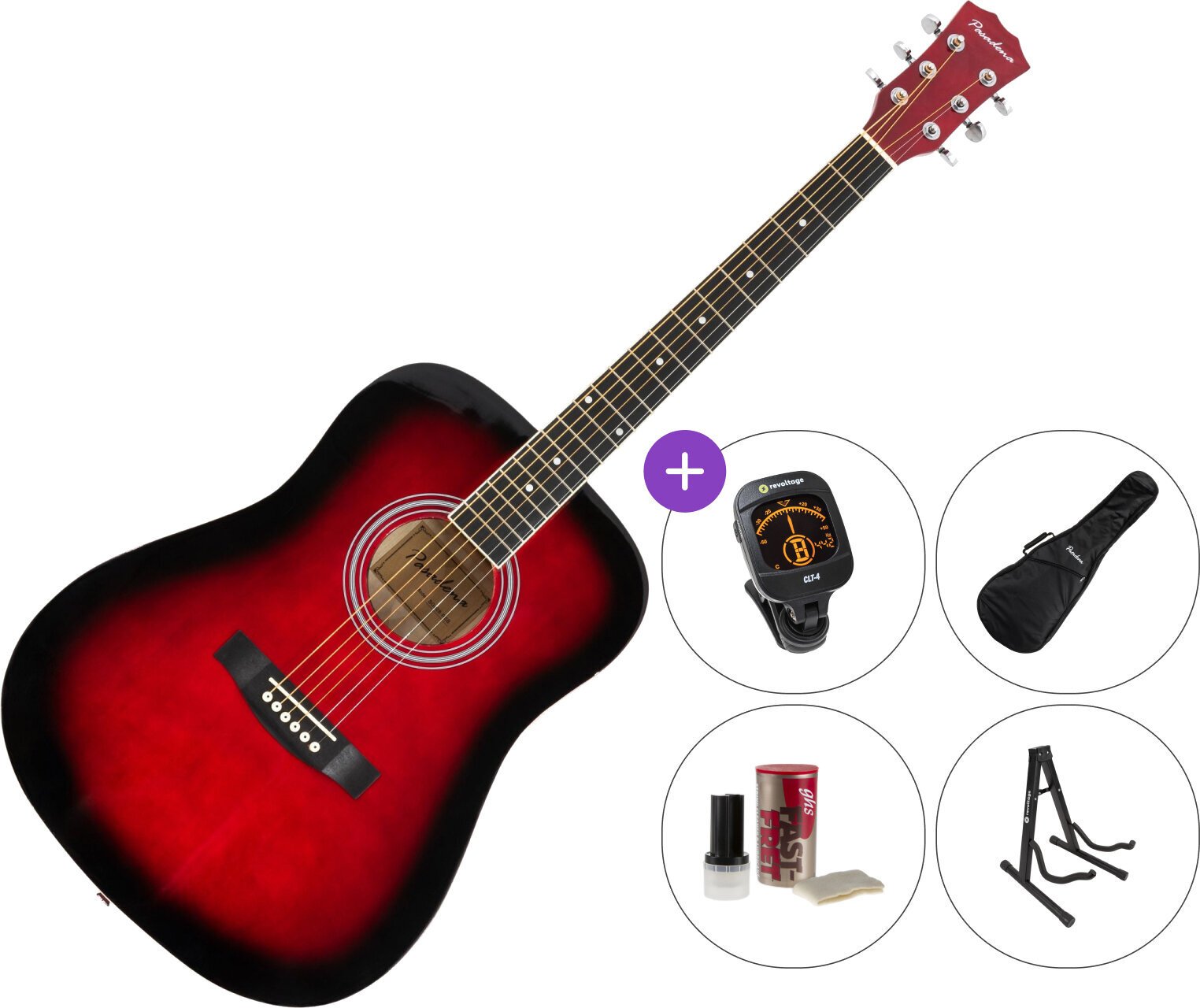 Akustikgitarre Pasadena SG028 SET Red Sunburst Akustikgitarre