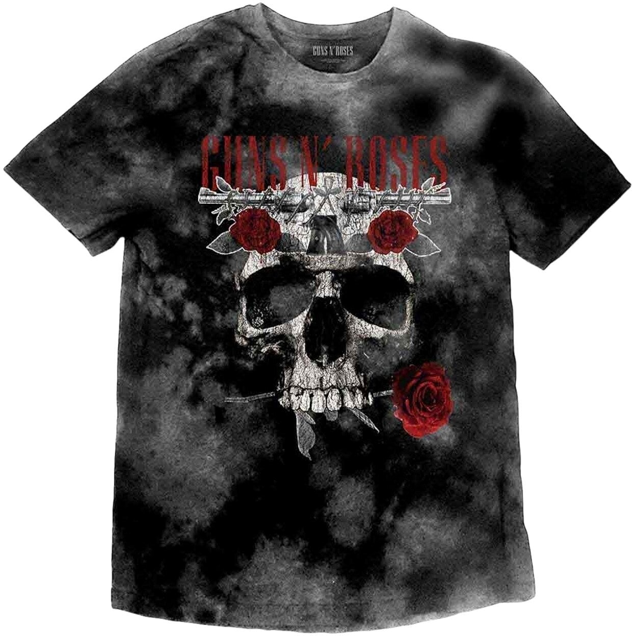 T-Shirt Guns N' Roses T-Shirt Flower Skull Unisex Dip-Dye on Grey M