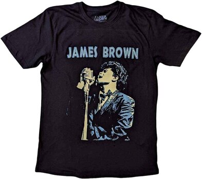 T-Shirt James Brown T-Shirt Holding Mic Unisex Black M - 1