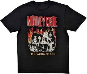 Риза Motley Crue Vintage World Tour Flames Unisex Тениска с къс ръкав/Black/Къси