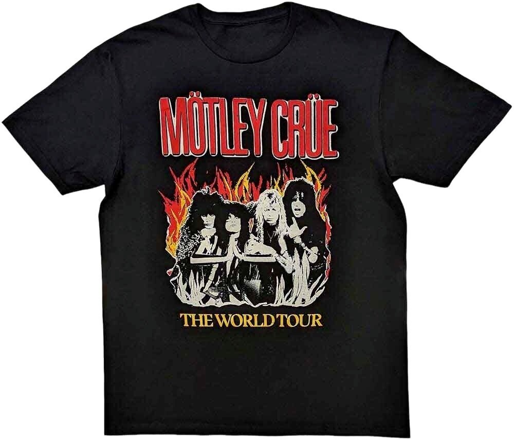 Mötley Crüe Vintage World Tour Flames Black L Tricou - Muziker