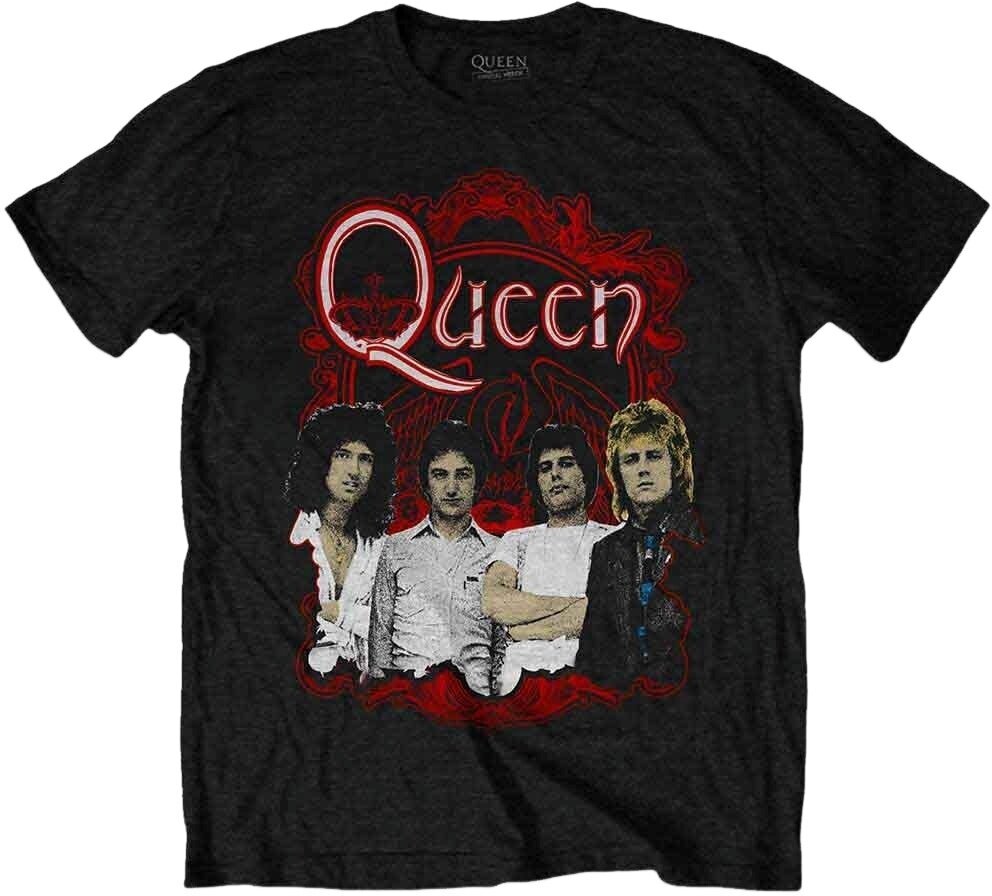 T-shirt Queen Ornate Crest Photo Black 2XL T-shirt