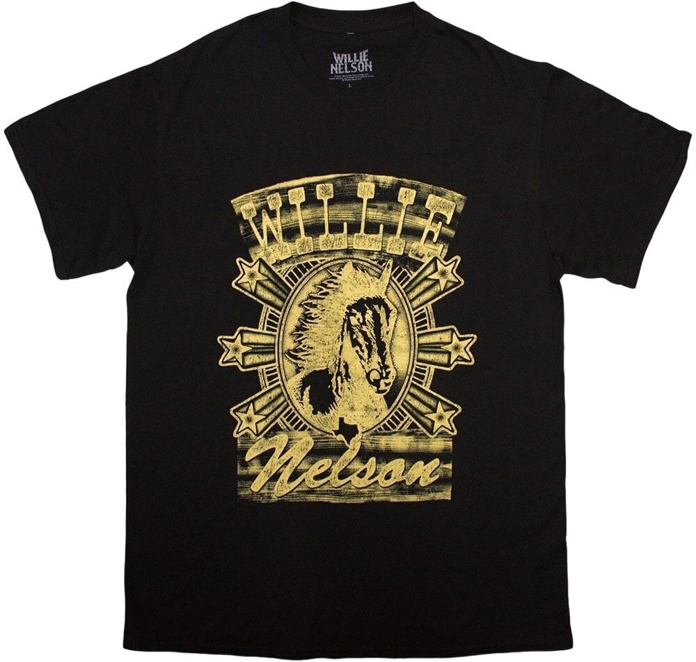 Willie Nelson Tričko Horse Unisex Black 2XL