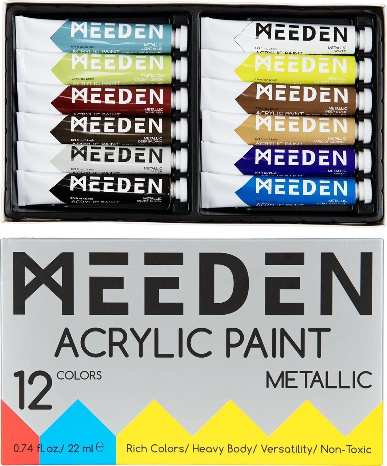 Acrylic Paint Meeden 34.1282 Set of Acrylic Paints Metallic Shades 12 x 22 ml