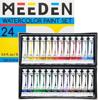 Peintures aquarelles Meeden 34.1298 Ensemble de peintures acryliques 24 x 12 ml - 1