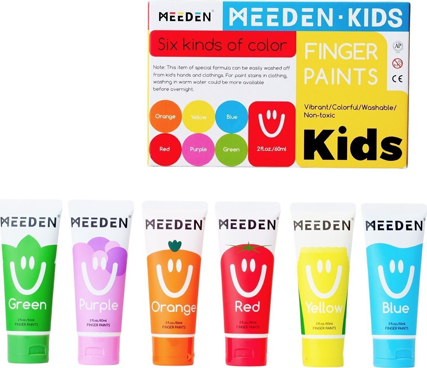 Kolor palca Meeden 34.1302 Zestaw farb do malowania palcami 6 x 60 ml