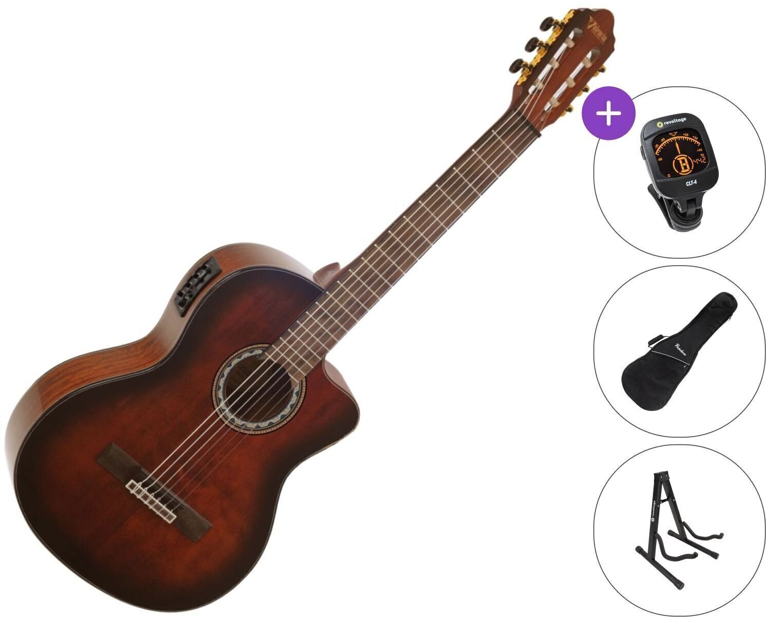 Elektro klasična gitara Valencia VC564CE SET 4/4 Brown Sunburst Elektro klasična gitara