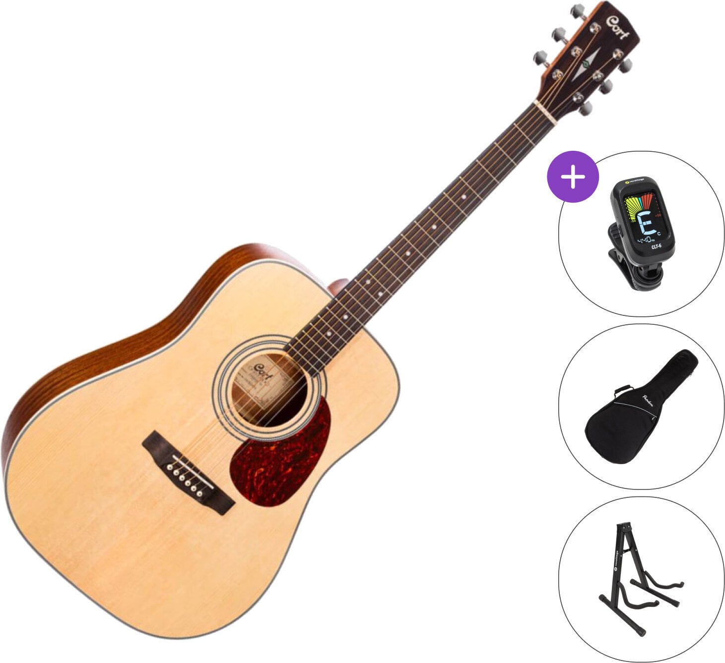 Akoestische gitaar Cort Earth 70 SET Open Pore Natural Akoestische gitaar