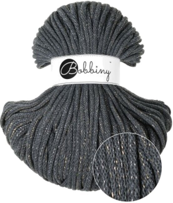 Šňůra  Bobbiny Premium Macrame Cord 5 mm 100 m Shiny Charcoal Šňůra 