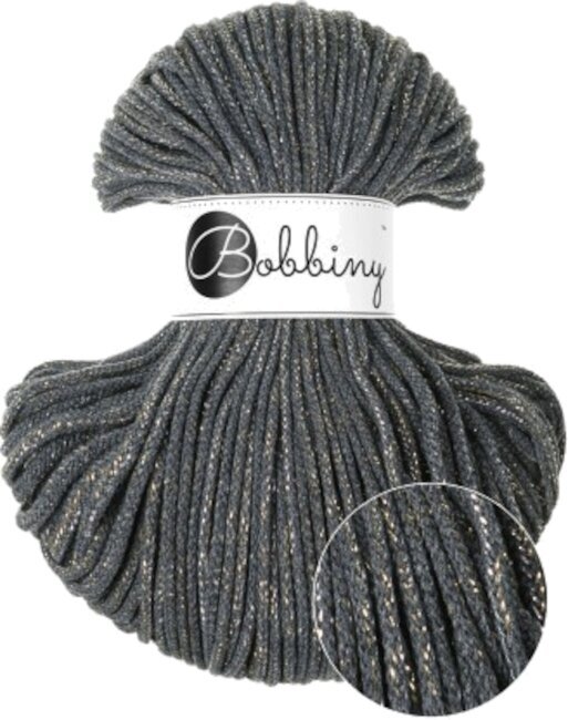 Šňůra  Bobbiny Junior Macrame Cord 3 mm 100 m Shiny Charcoal Šňůra 