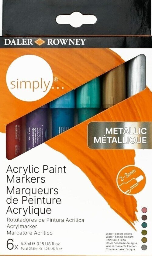 Viltstift Daler Rowney Simply Set acrylstiften Metallic 6 stuks