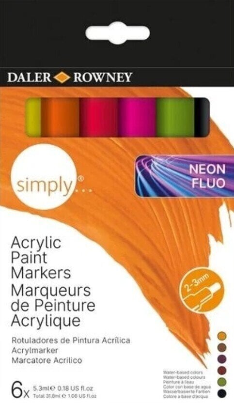 Flomaster Daler Rowney Simply Set akrilnih markera Neon 6 kom