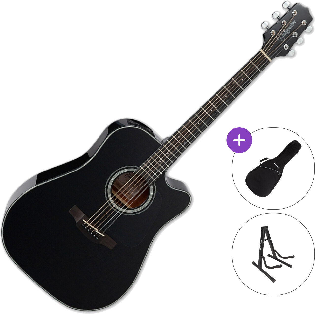 Dreadnought Elektro-Akustikgitarren Takamine GD30CE SET Black Dreadnought Elektro-Akustikgitarren