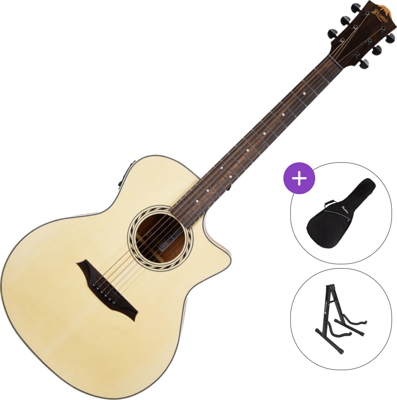 electro-acoustic guitar Bromo BAA2CE SET Natural electro-acoustic guitar