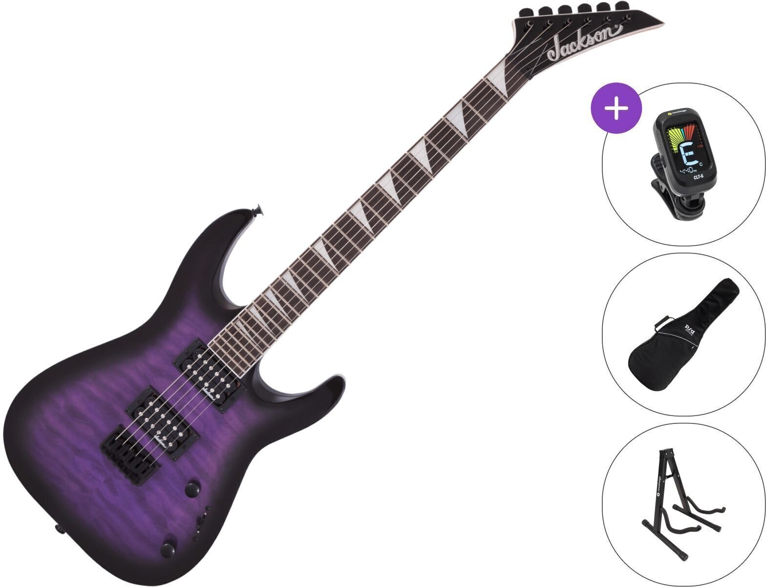 E-Gitarre Jackson JS Series Dinky Arch Top JS32Q DKA HT AH SET Transparent Purple Burst E-Gitarre