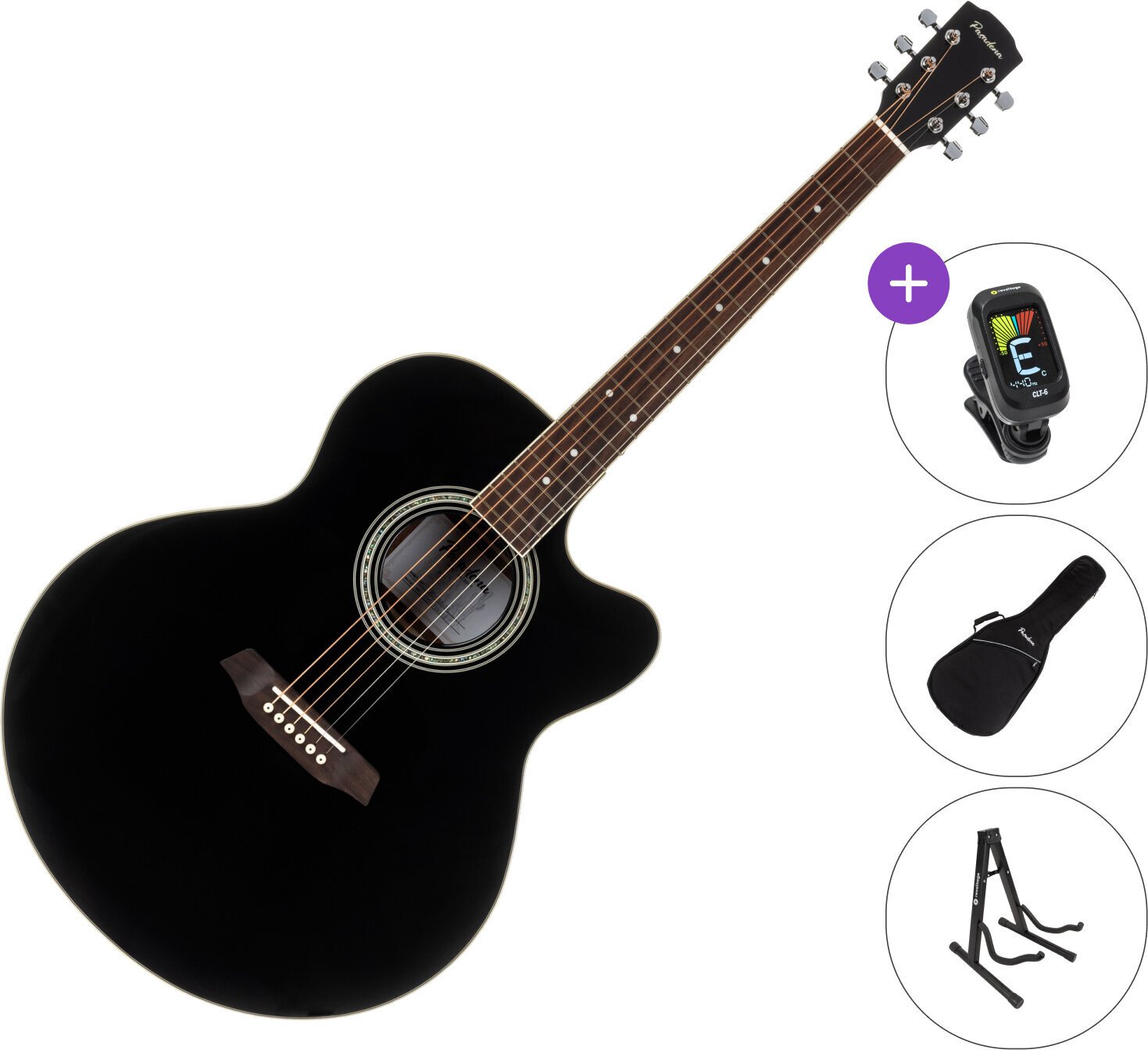 Jumbo akustična gitara Pasadena PJC-350 SET Black Jumbo akustična gitara