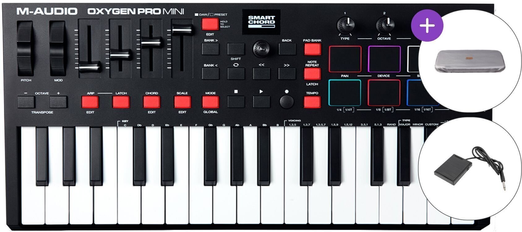 Klawiatury sterujące 32-37 klawiszy M-Audio Oxygen Pro Mini SET Klawiatury sterujące 32-37 klawiszy