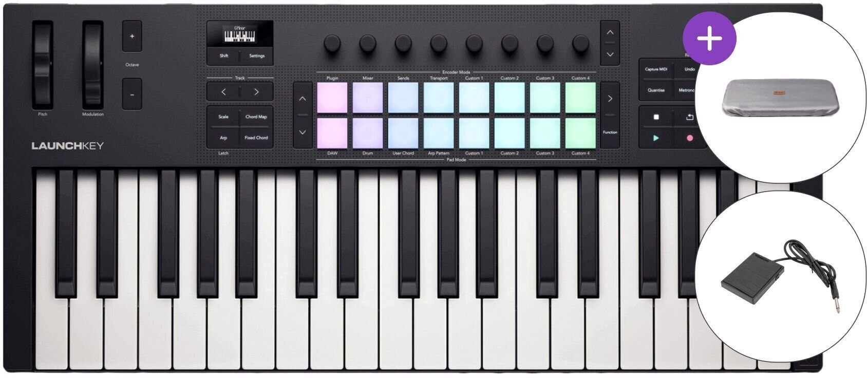 Klawiatury sterujące 32-37 klawiszy Novation Launchkey 37 MK4 SET Klawiatury sterujące 32-37 klawiszy Black