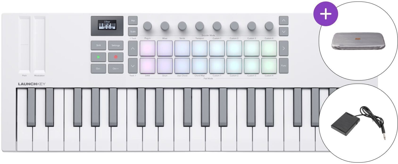 Klawiatury sterujące 32-37 klawiszy Novation Launchkey Mini 37 MK4 SET Klawiatury sterujące 32-37 klawiszy White