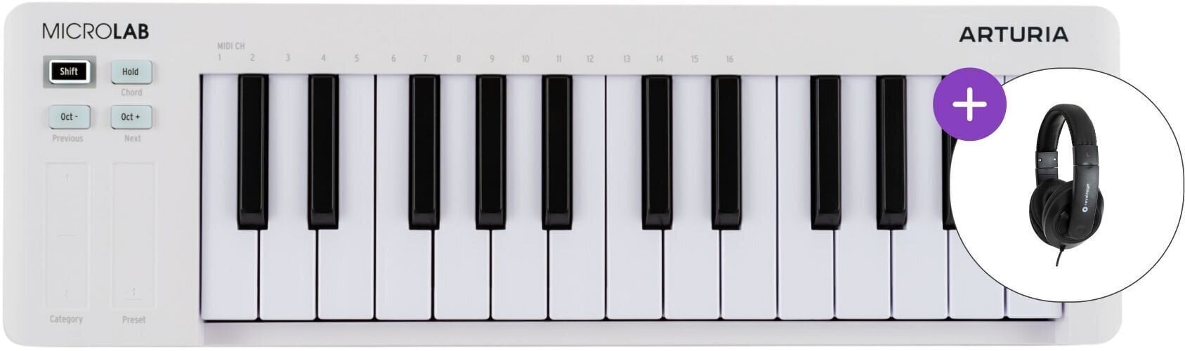 MIDI-Keyboard Arturia MicroLab mk3 SET White MIDI-Keyboard
