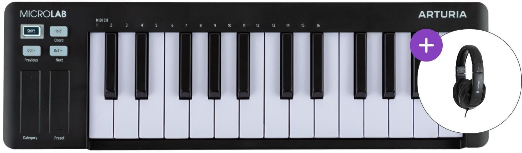 MIDI-Keyboard Arturia MicroLab mk3 SET Black MIDI-Keyboard
