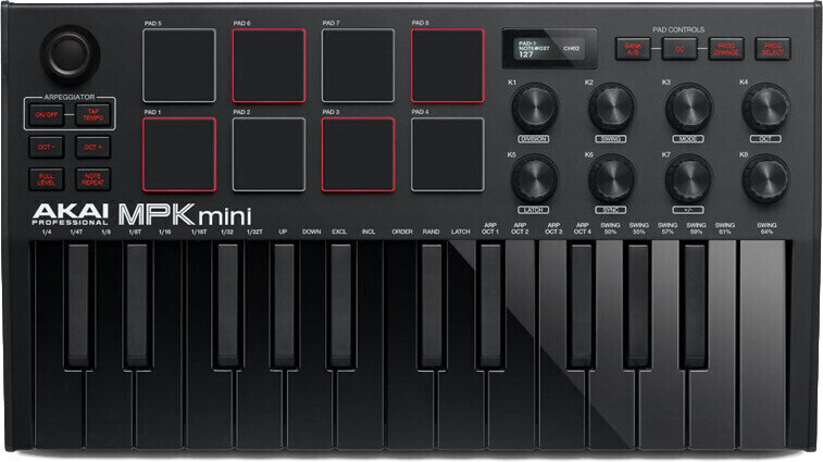 Миди клавиатура Akai MPK mini MK3 Black Миди клавиатура