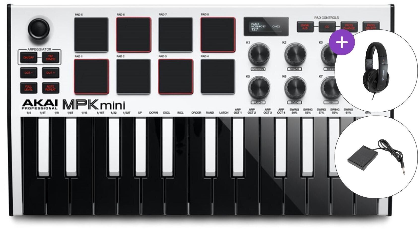 MIDI-Keyboard Akai MPK mini MK3 SET White MIDI-Keyboard