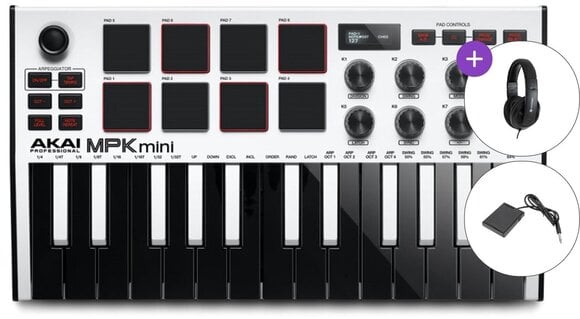 MIDI-Keyboard Akai MPK mini MK3 SET White MIDI-Keyboard - 1