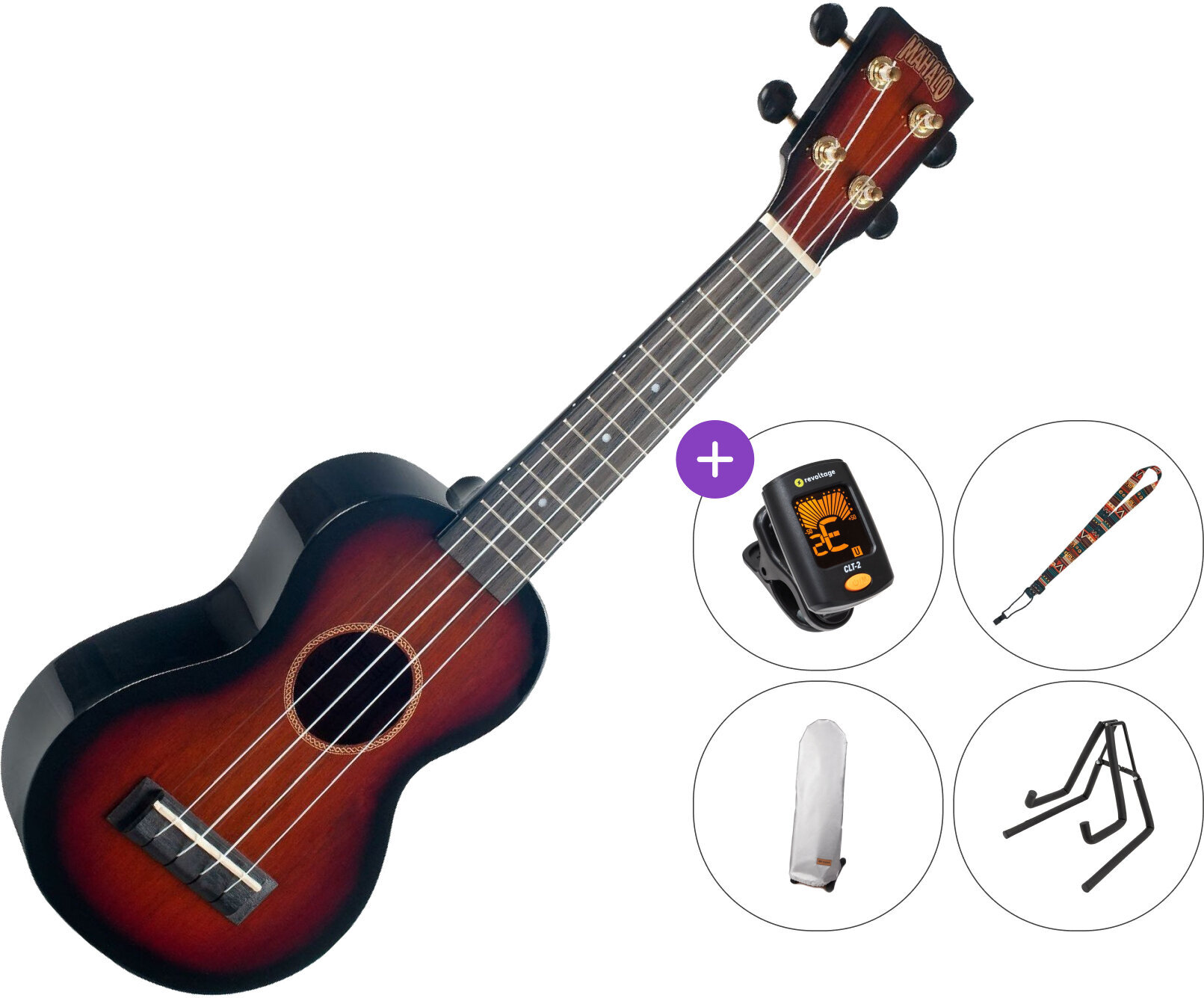 Sopran ukulele Mahalo MJ1 3TS SET 3-Tone Sunburst Sopran ukulele