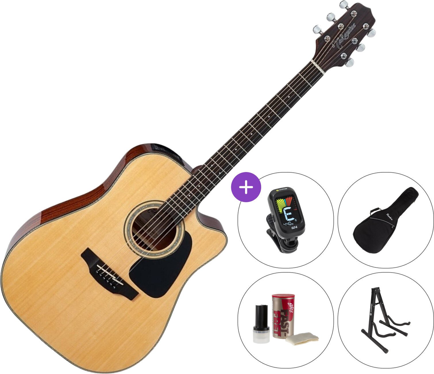 Dreadnought Elektro-Akustikgitarren Takamine GD30CE SET 2 Natural Dreadnought Elektro-Akustikgitarren