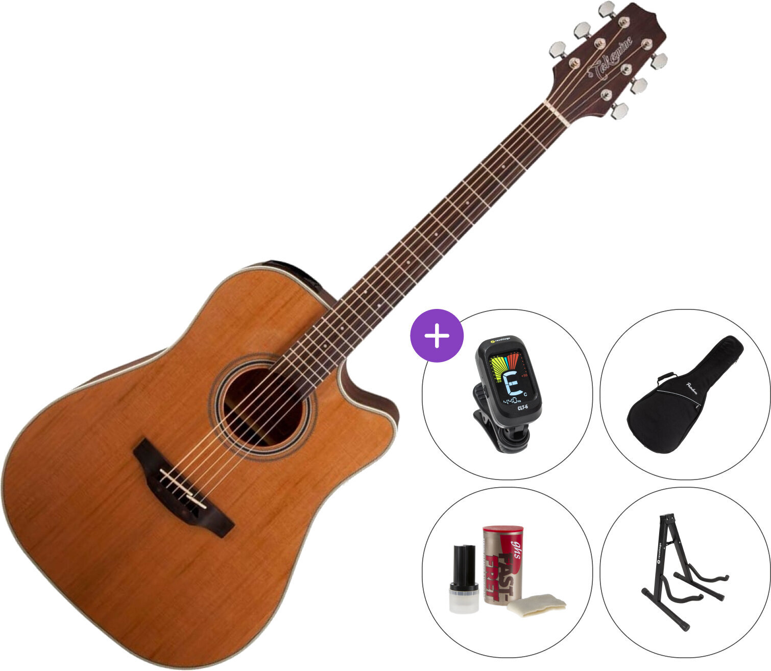 Dreadnought Elektro-Akustikgitarren Takamine GD20CE SET 2 Natural Satin Dreadnought Elektro-Akustikgitarren
