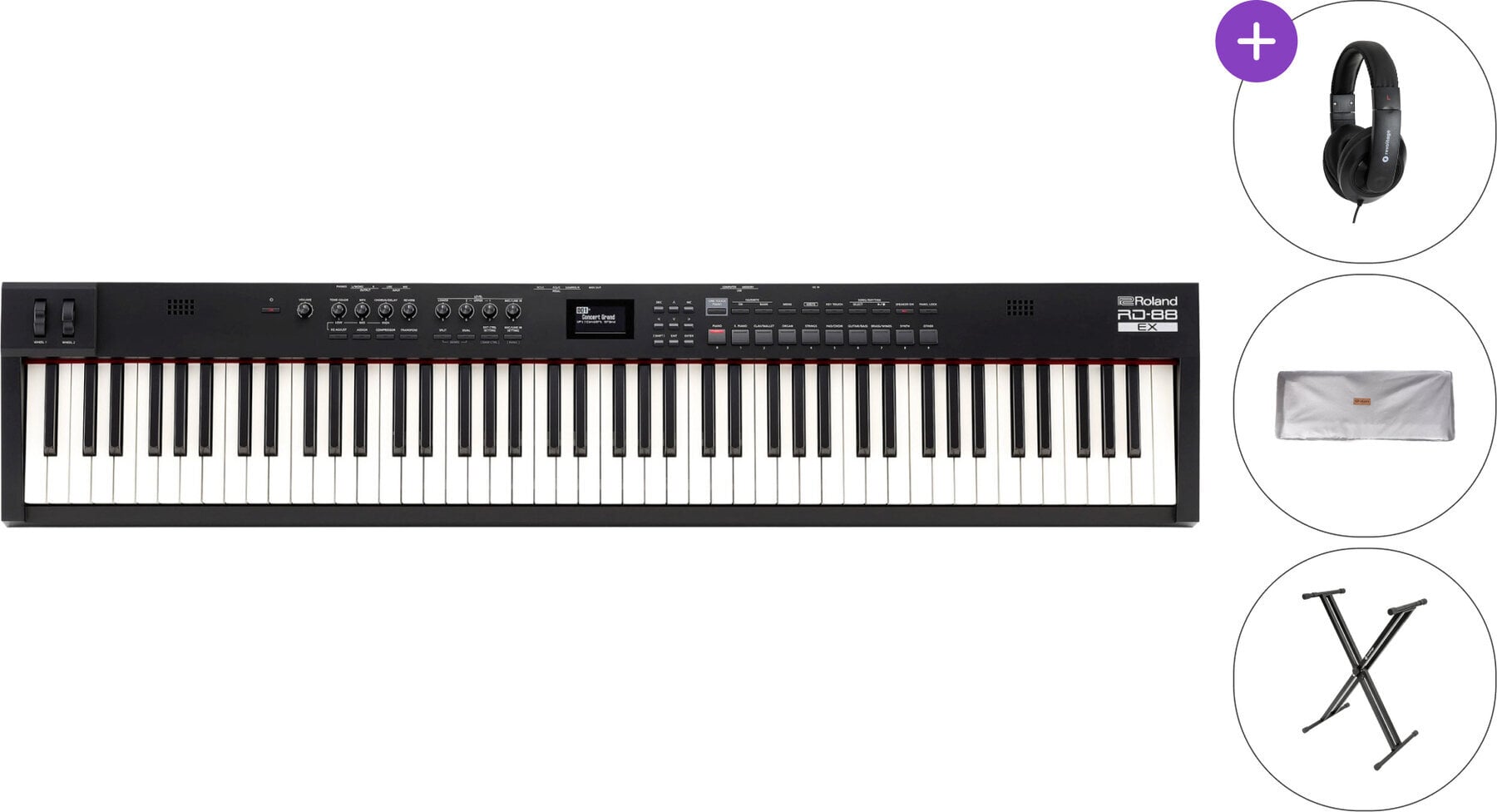 Digital Stage Piano Roland RD-88 EX SET Digital Stage Piano Black