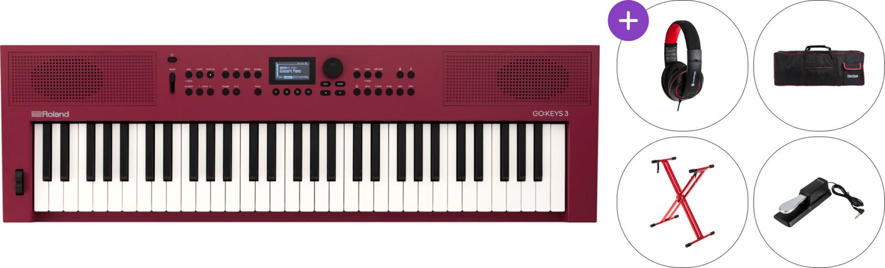 Klavijatura s dinamikom Roland GO:KEYS 3 SET 3 Klavijatura s dinamikom Dark Red