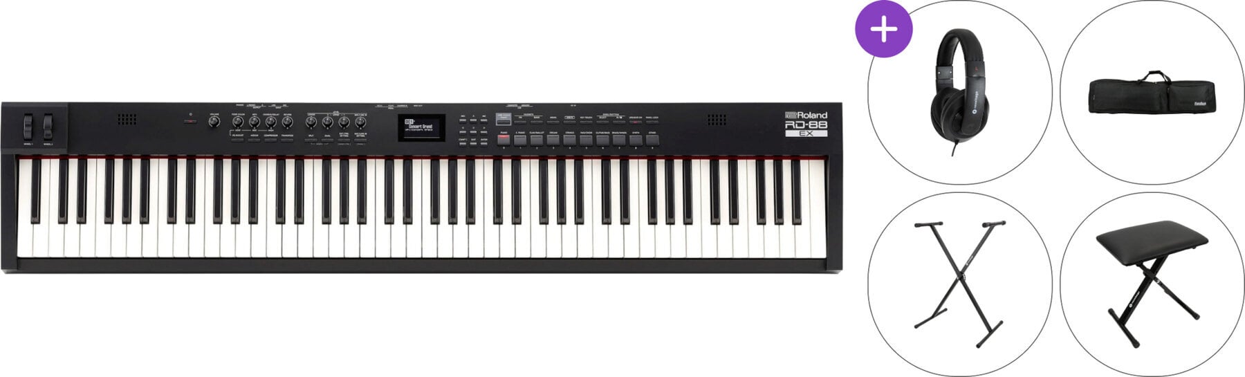 Digital Stage Piano Roland RD-88 EX SET 3 Digital Stage Piano Black