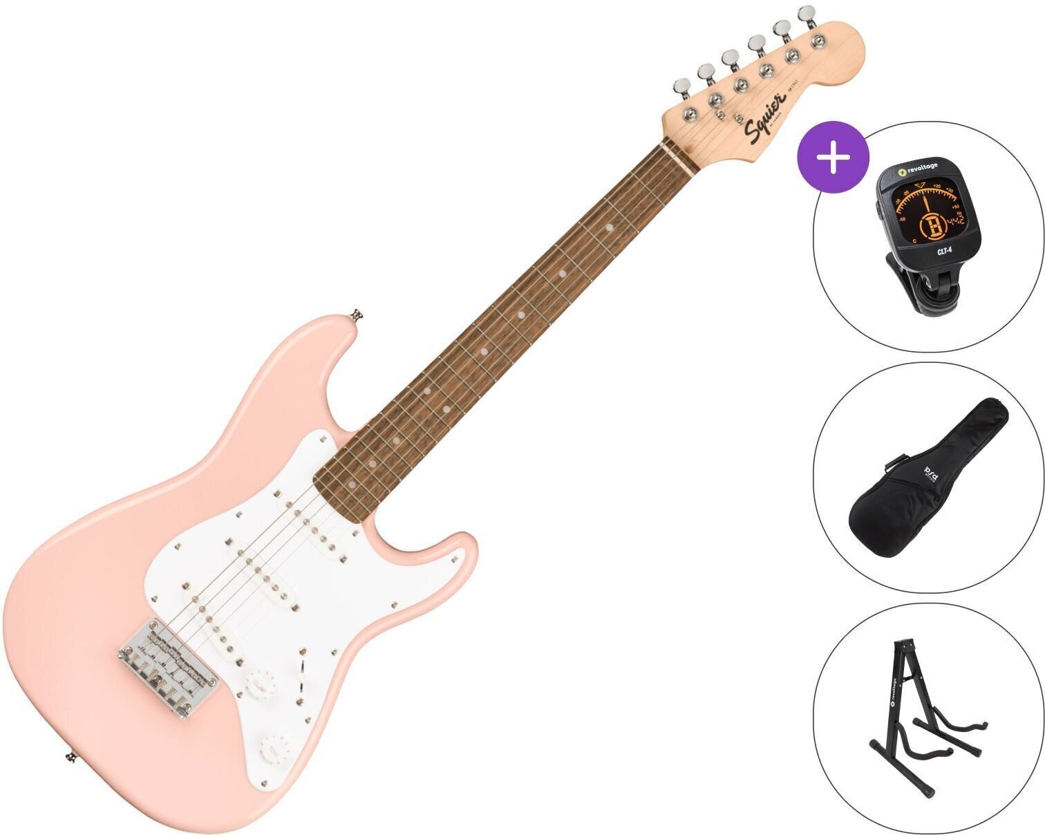 Chitară electrică Fender Squier Mini Stratocaster IL SET Shell Pink Chitară electrică