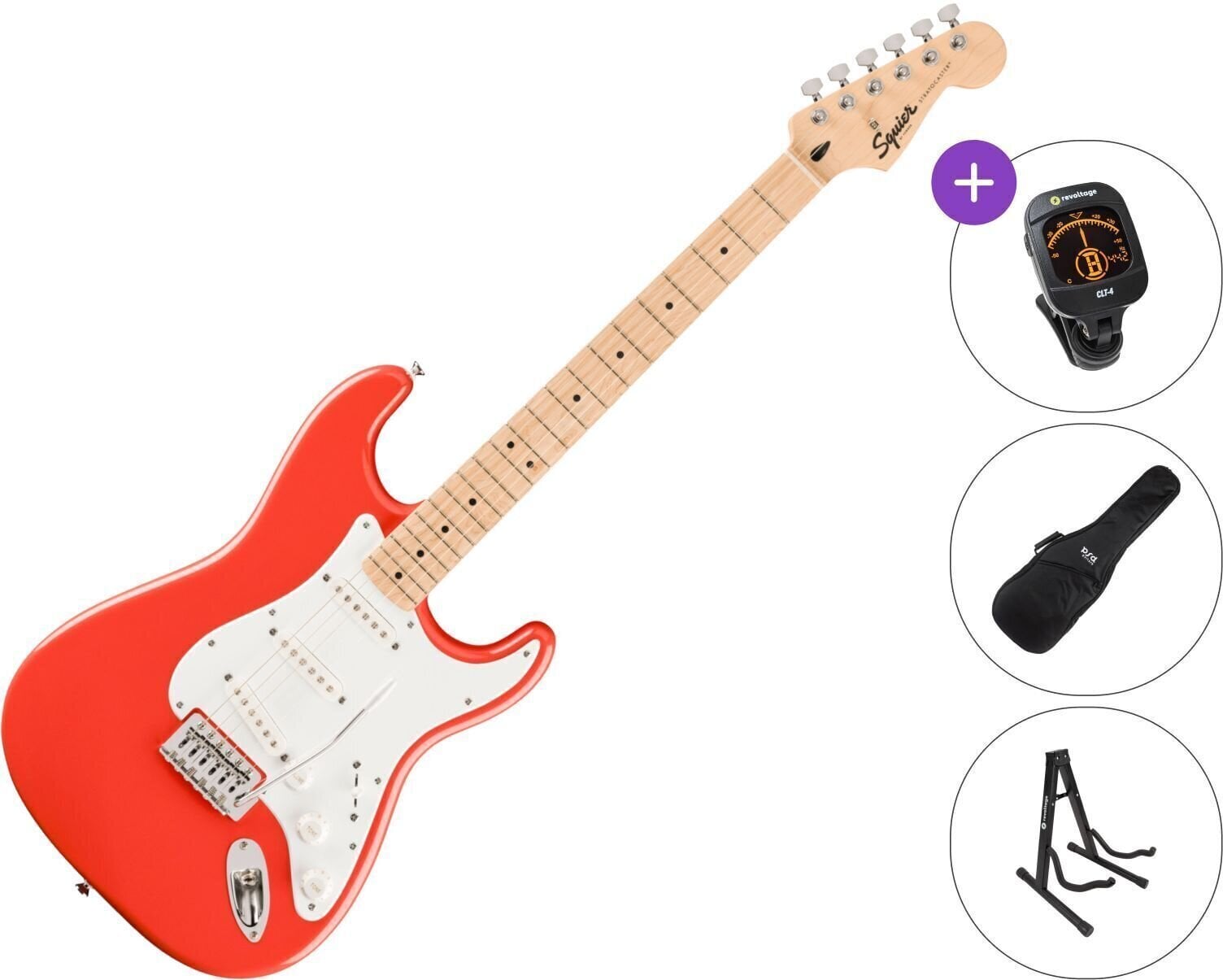 Chitarra Elettrica Fender Squier FSR Limited Edition Sonic Stratocaster SET Fiesta Red Chitarra Elettrica