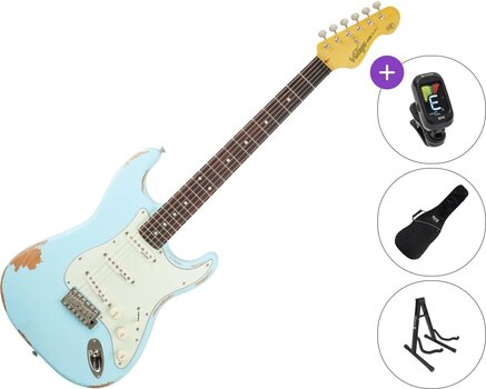 Electric guitar Vintage V6MRLB SET Distressed Laguna Blue Electric guitar - 1