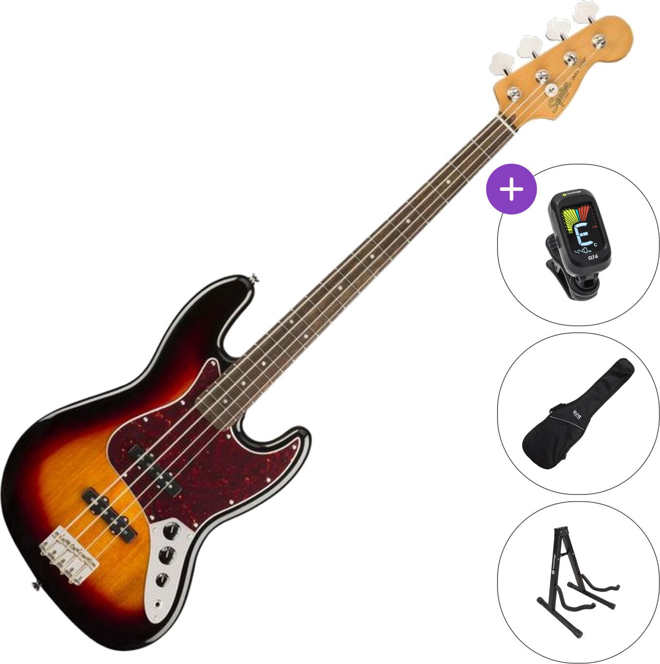 4-string Bassguitar Fender Squier Classic Vibe '60s Jazz Bass IL SET 3-Color Sunburst 4-string Bassguitar