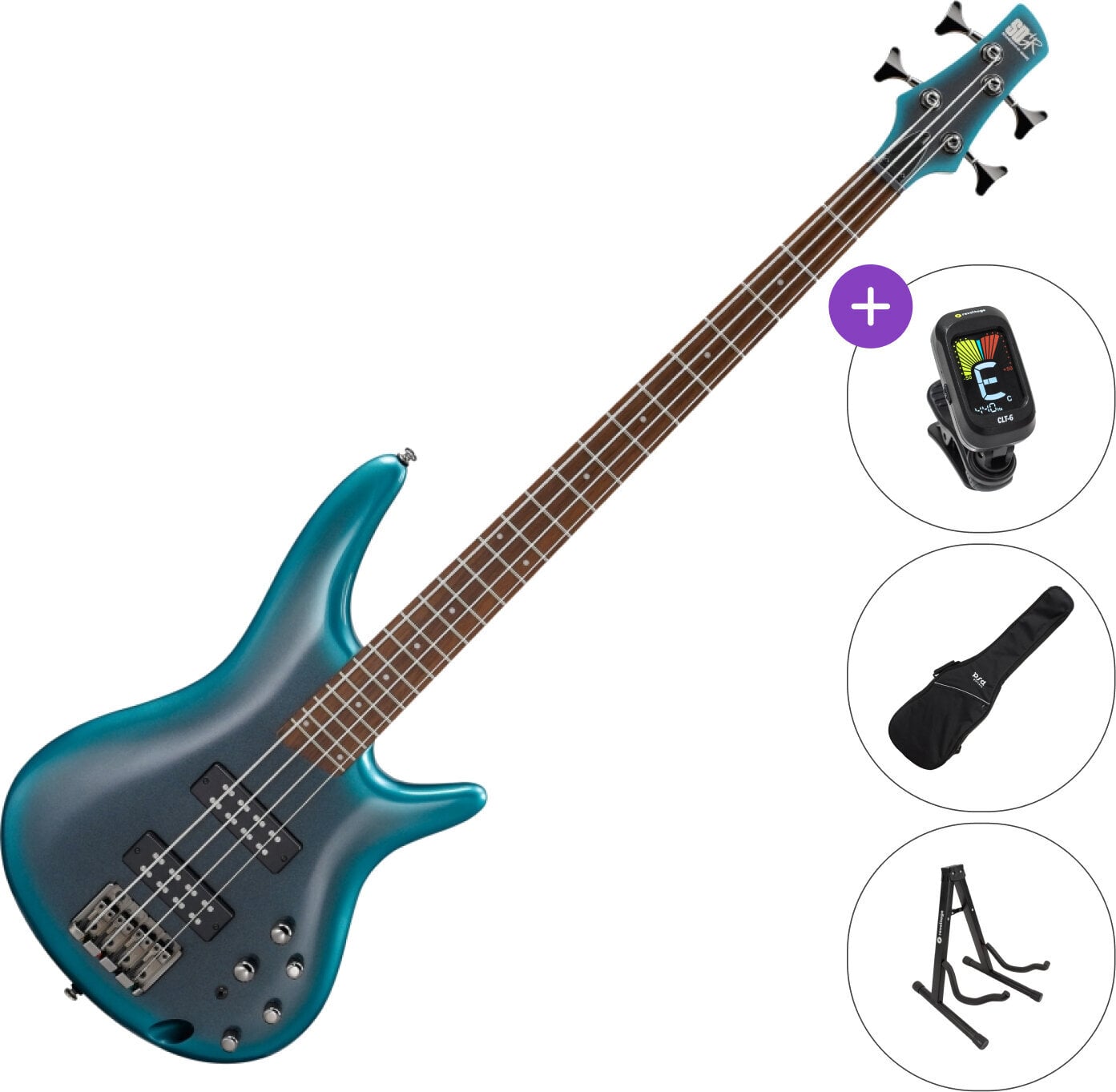 4-kielinen bassokitara Ibanez SR300E-CUB SET Cerulean Aura Burst 4-kielinen bassokitara
